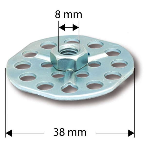 S 38mm/M8 zeskantmoer