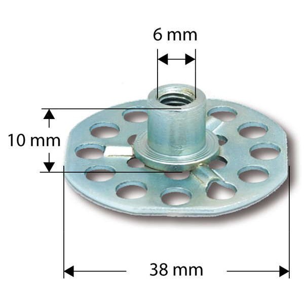 S 36 mm/M 6 ankerplaat met binnendraad bus