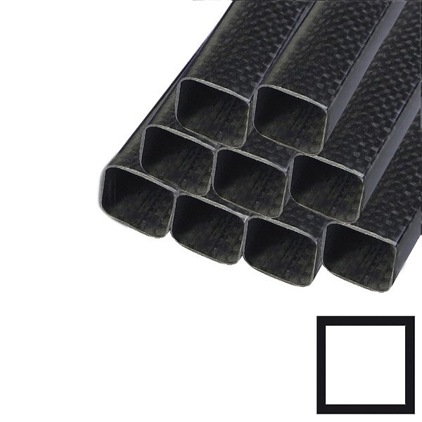 Carbon Buis vierkant Gewikkeld, PW, (3K) Carbon Buis vierkant Gewikkeld, PW, (3K)